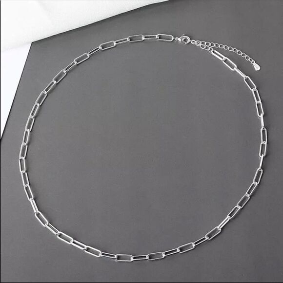 #18 ✨NEW Minimalistic 925 Sterling Silver Paperclip Chain Necklace - Picture 1 of 4